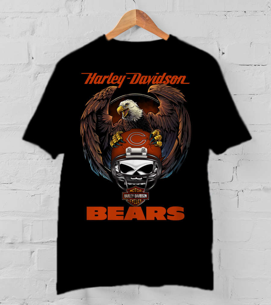 Harley Davidson Motorcycles Bears Eagle Football Helmet T-Shirt