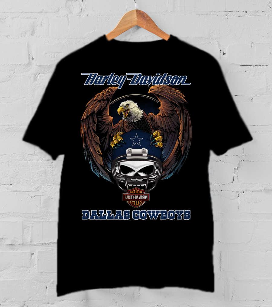 Harley Davidson Dallas Cowboys Nfl Eagles Motorcycle Helmets T-Shirt