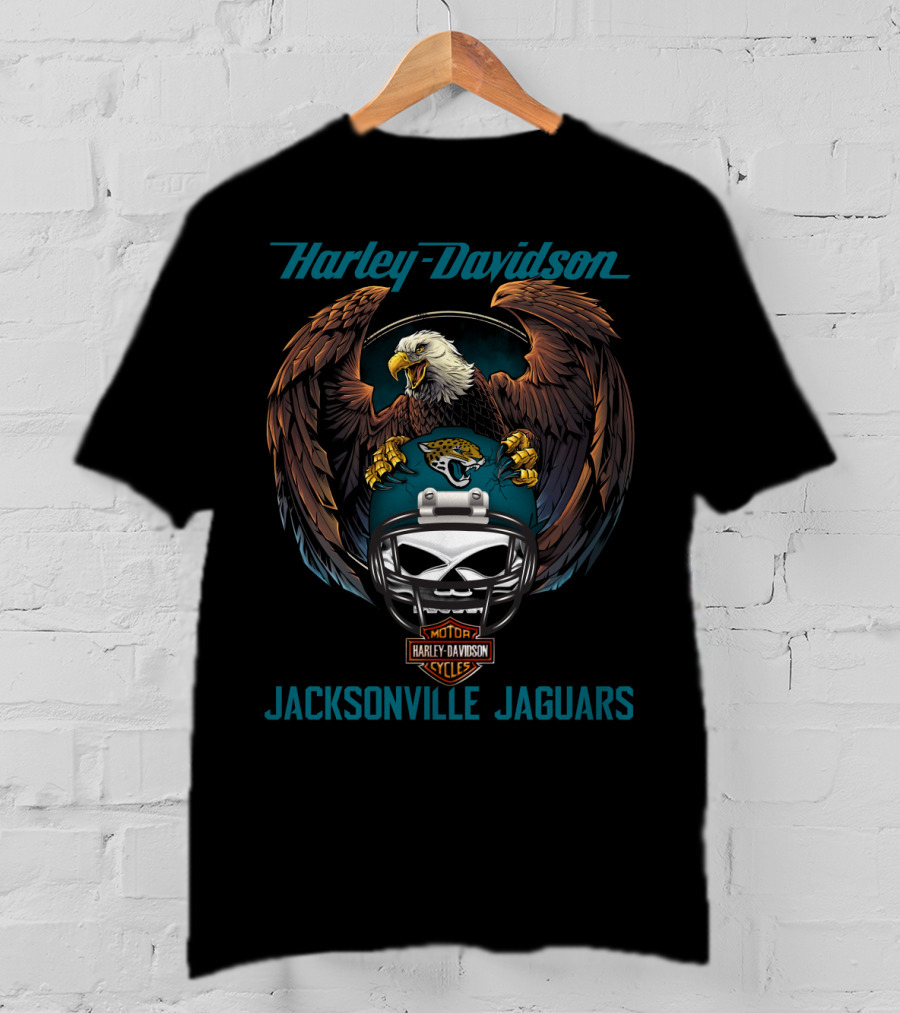 Harley Davidson Jacksonville Jaguars Nfl Motorcycle Eagle Helmet T-Shirt