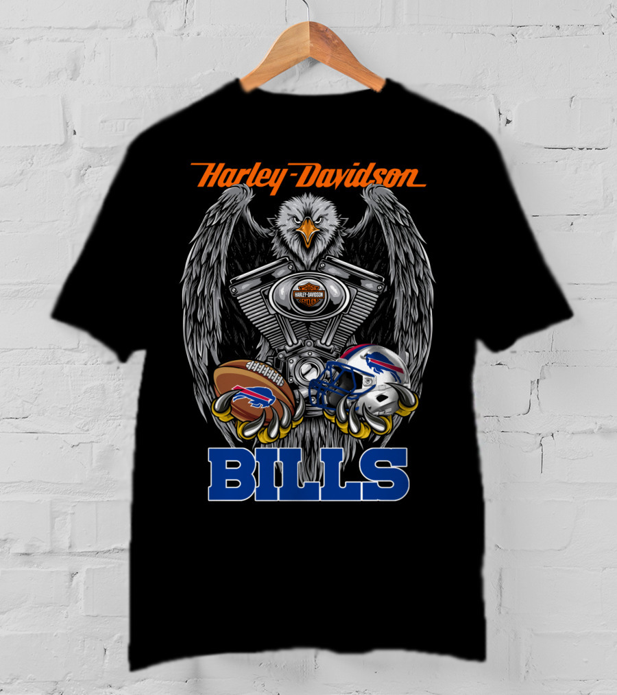 Harley Davidson Bills Nfl Football Engine Eagle T-Shirt