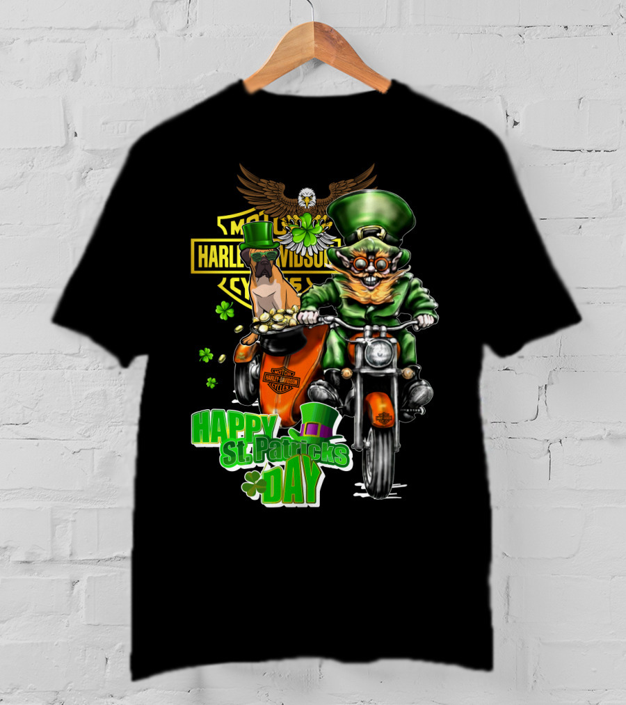 Harley Davidson Bullmastiff St. Patrick's Day Motorcycle Ride T-Shirt