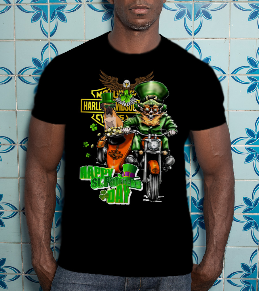 Harley Davidson Bullmastiff St. Patrick's Day Motorcycle Ride T-Shirt