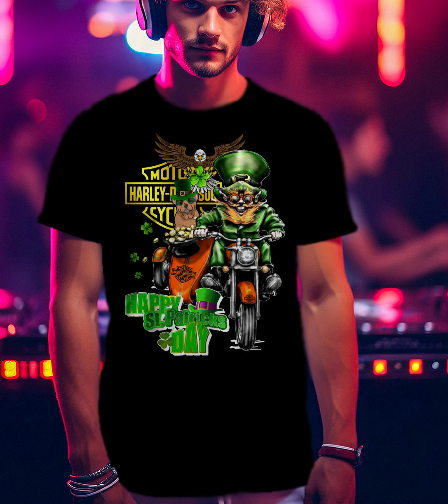 Harley Davidson Happy St. Patrick's Day Motorcycle Leprechaun T-Shirt