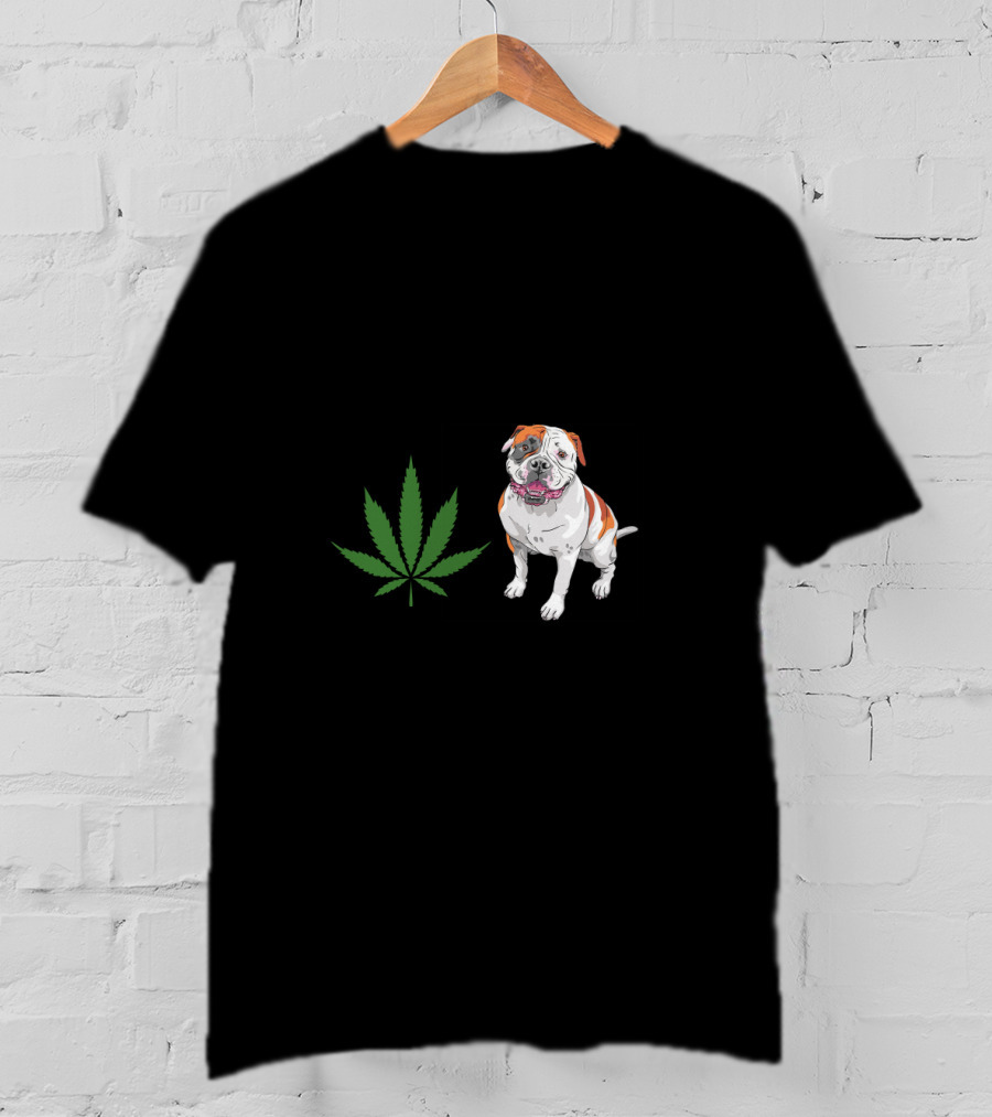 American Bulldog And Cannabis Make Me Happy Humans Make My Head Hurt T-Shirt