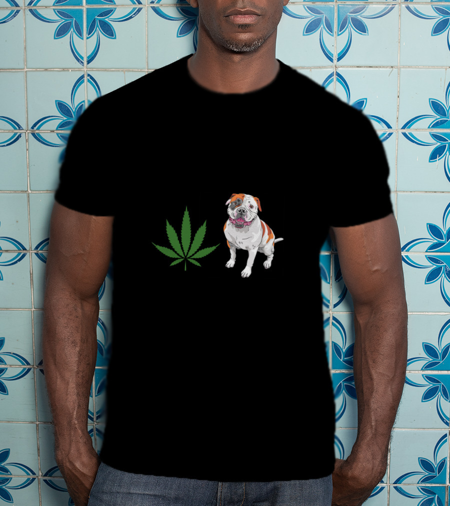 American Bulldog And Cannabis Make Me Happy Humans Make My Head Hurt T-Shirt