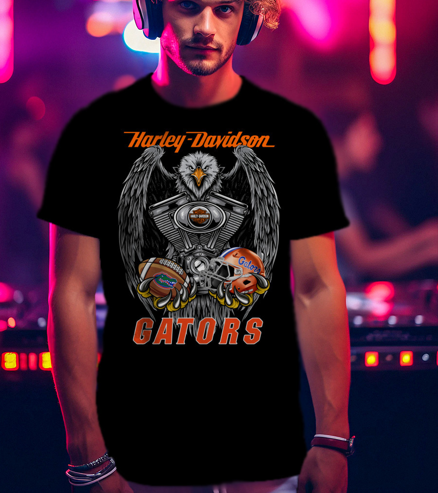 Harley Davidson Gators Vintage Eagle Engine Football Helmet T-Shirt