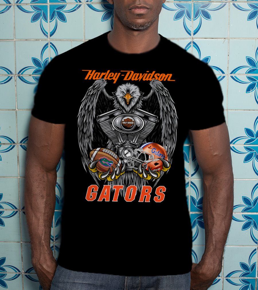 Harley Davidson Gators Vintage Eagle Engine Football Helmet T-Shirt