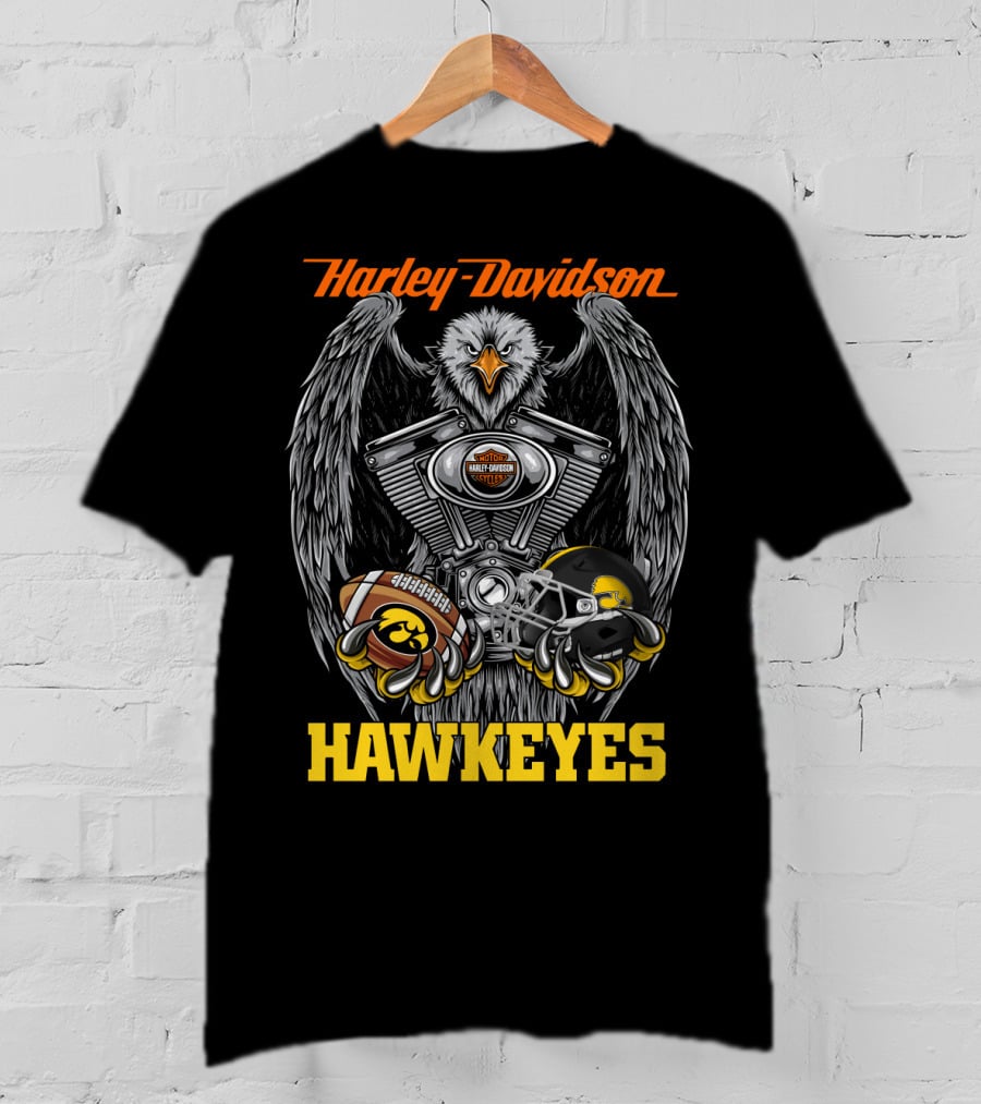 Harley Davidson Hawkeyes Eagle Engine Football Helmet T-Shirt