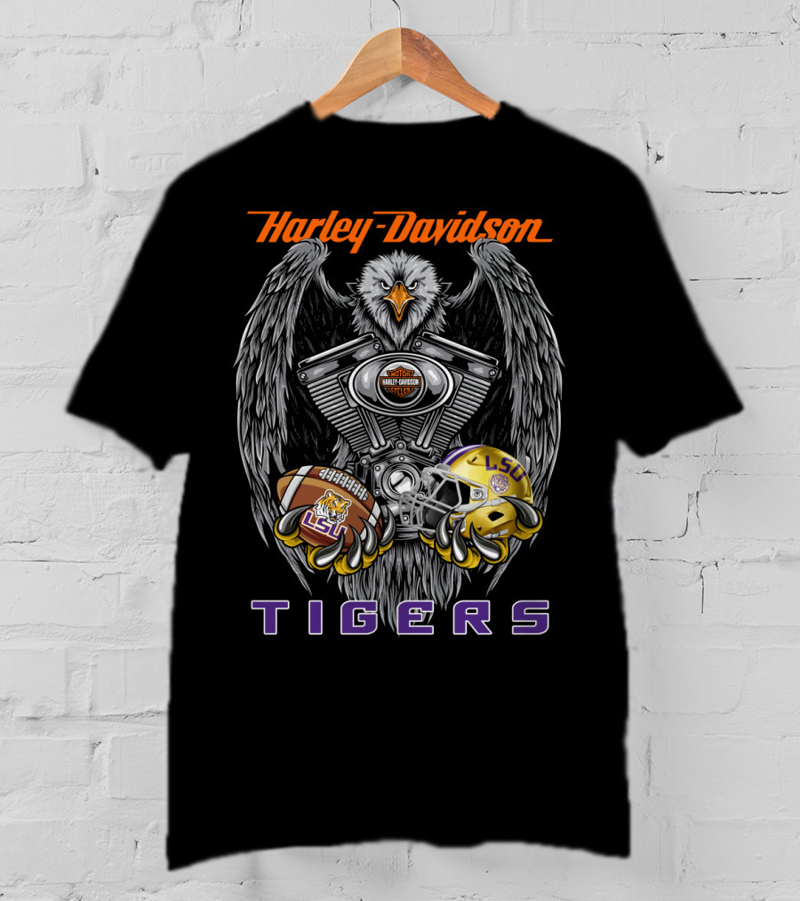 Harley Davidson Tigers Lsu Football Ncaa T-Shirt