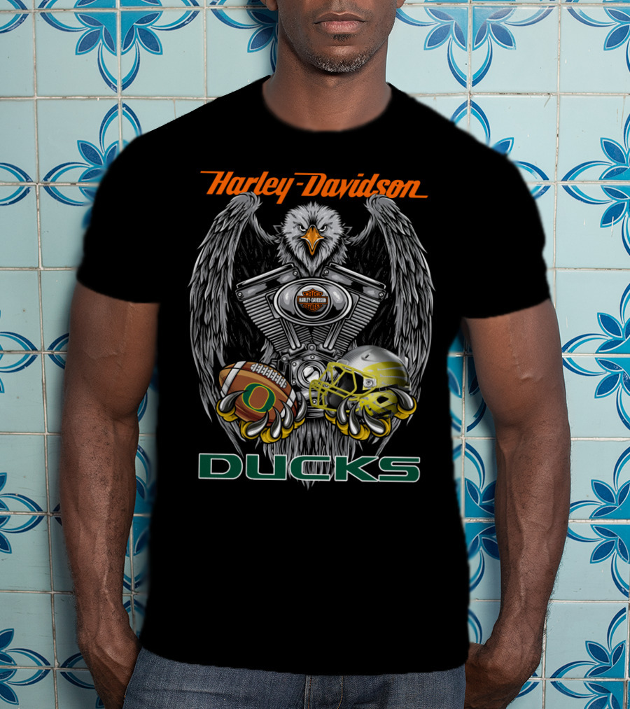 Harley Davidson Ducks Oregon Football Ncaa T-Shirt