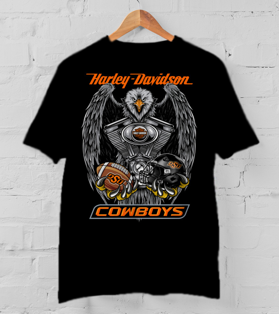 Harley Davidson Cowboys Osu Football Ncaa Osc T-Shirt