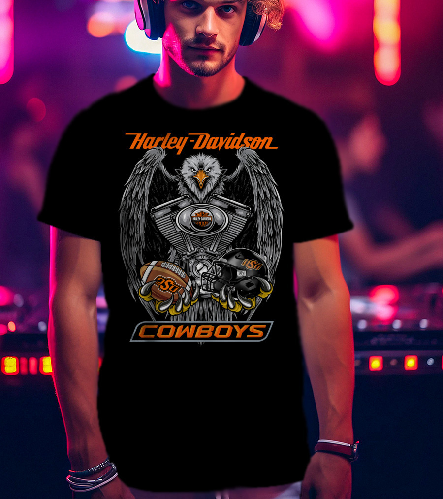 Harley Davidson Cowboys Osu Football Ncaa Osc T-Shirt