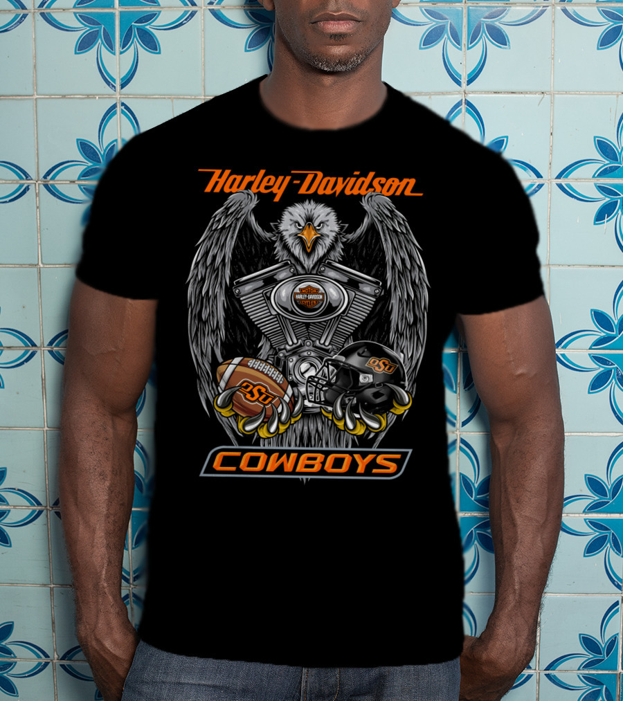 Harley Davidson Cowboys Osu Football Ncaa Osc T-Shirt