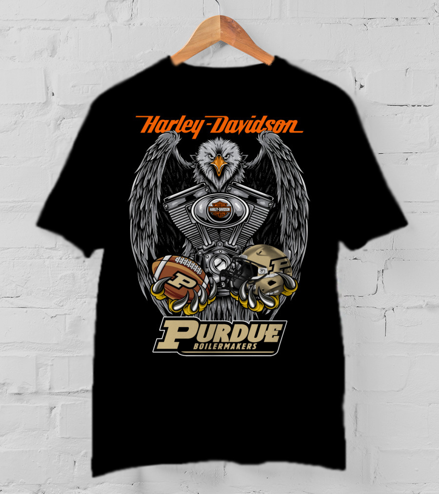 Harley Davidson Purdue Boilermakers Eagle With Football And Helmet T-Shirt
