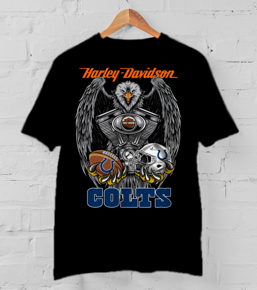 Harley Davidson Colts Football Eagle Engine Helmet T-Shirt