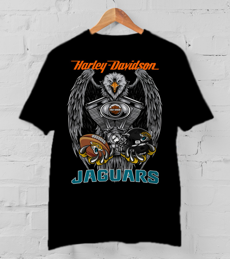Harley Davidson Jaguars Eagle Football Helmet Engine T-Shirt