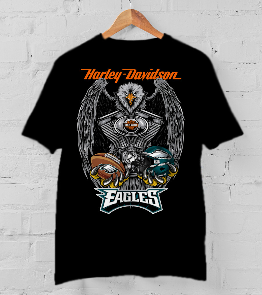 Harley Davidson Eagles Football Helmet Engine Eagle T-Shirt