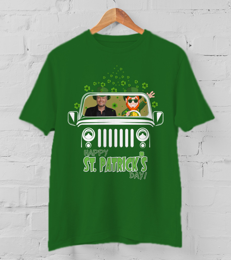 Blake Shelton Happy St. Patrick's Day Jeep Leprechaun And Clover Ride T-Shirt