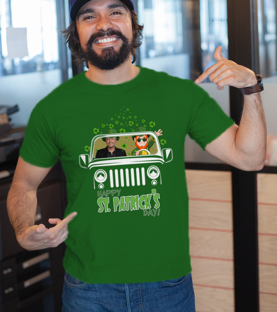 Blake Shelton Happy St. Patrick's Day Jeep Leprechaun And Clover Ride T-Shirt