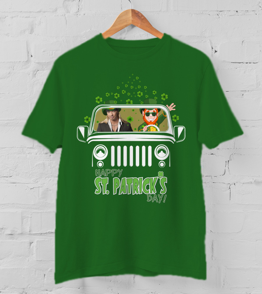 Bret Michaels St. Patrick's Day Jeep With Leprechaun And Shamrocks T-Shirt