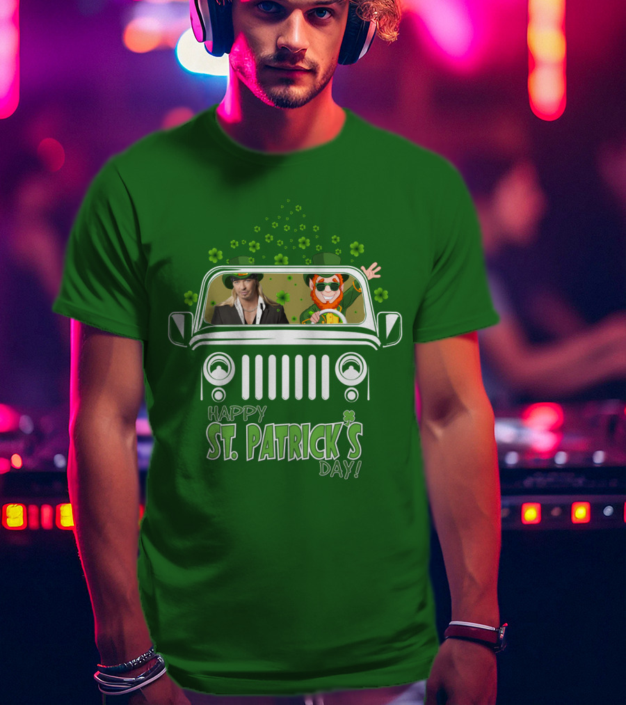 Bret Michaels St. Patrick's Day Jeep With Leprechaun And Shamrocks T-Shirt