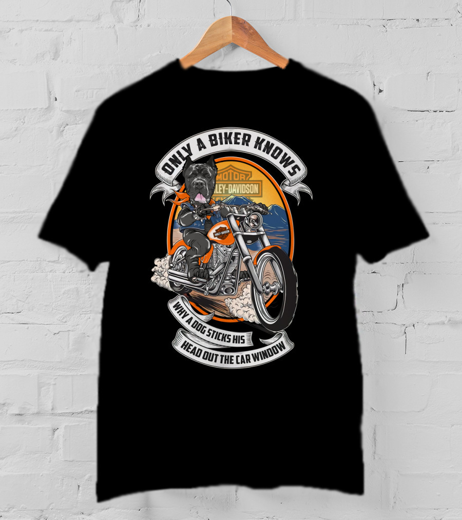 Only A Biker Knows Cane Corso Harley Davidson Motorcycle Adventure T-Shirt