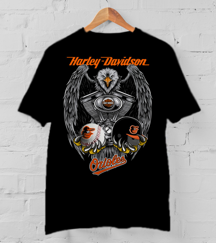 Harley Davidson Orioles Eagle Engine Baseball Helmet T-Shirt