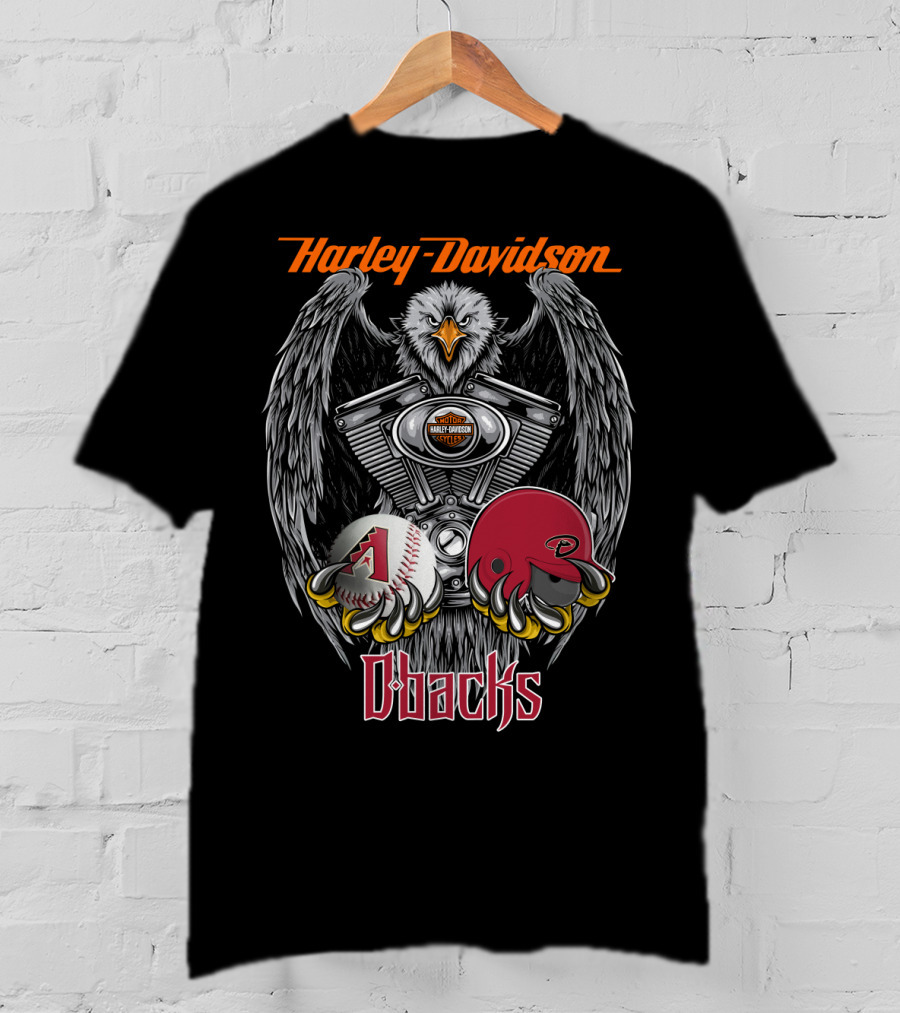 Harley Davidson D-Backs Eagle Engine Baseball Helmet Mlb T-Shirt