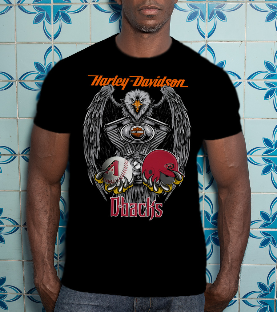 Harley Davidson D-Backs Eagle Engine Baseball Helmet Mlb T-Shirt