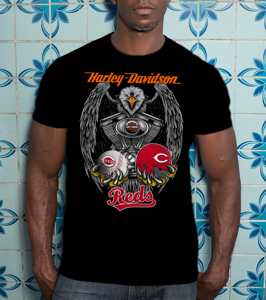 Harley Davidson Reds Mlb Eagle Engine T-Shirt
