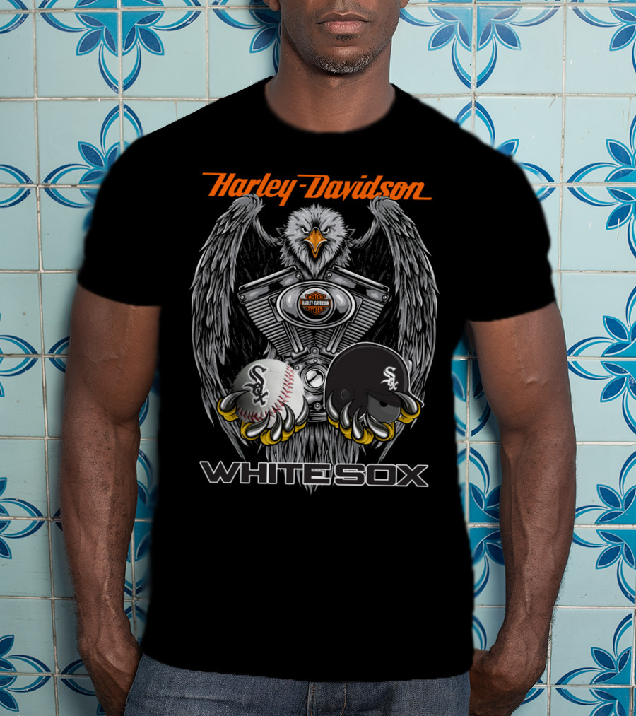Harley Davidson White Sox Mlb Eagle Engine Baseball Helmet T-Shirt