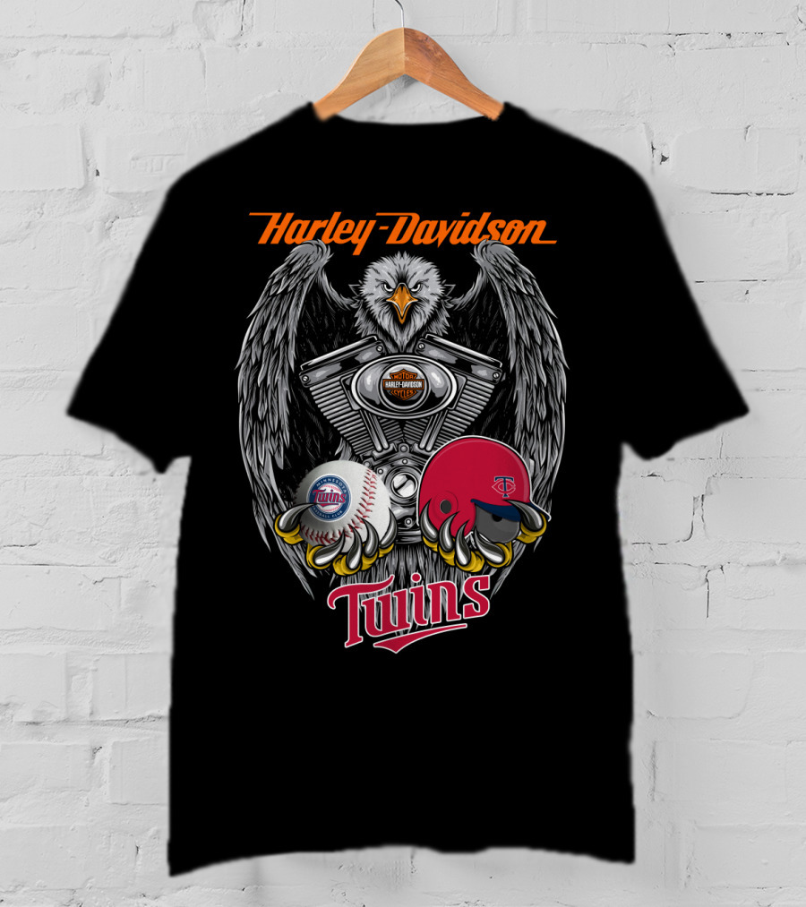 Harley Davidson Twins Eagle Engine Minnesota Baseball T-Shirt