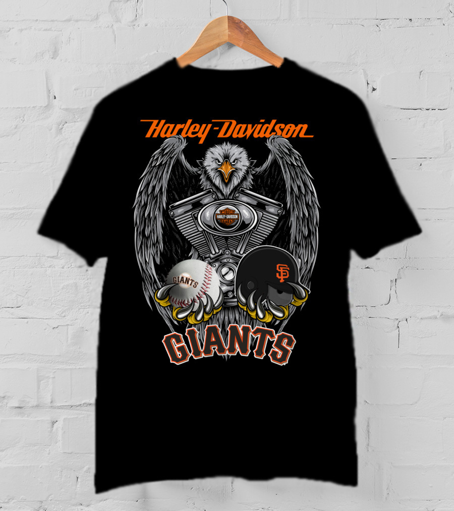 Harley Davidson Giants Mlb Sfg Baseball Eagle Engine Art T-Shirt
