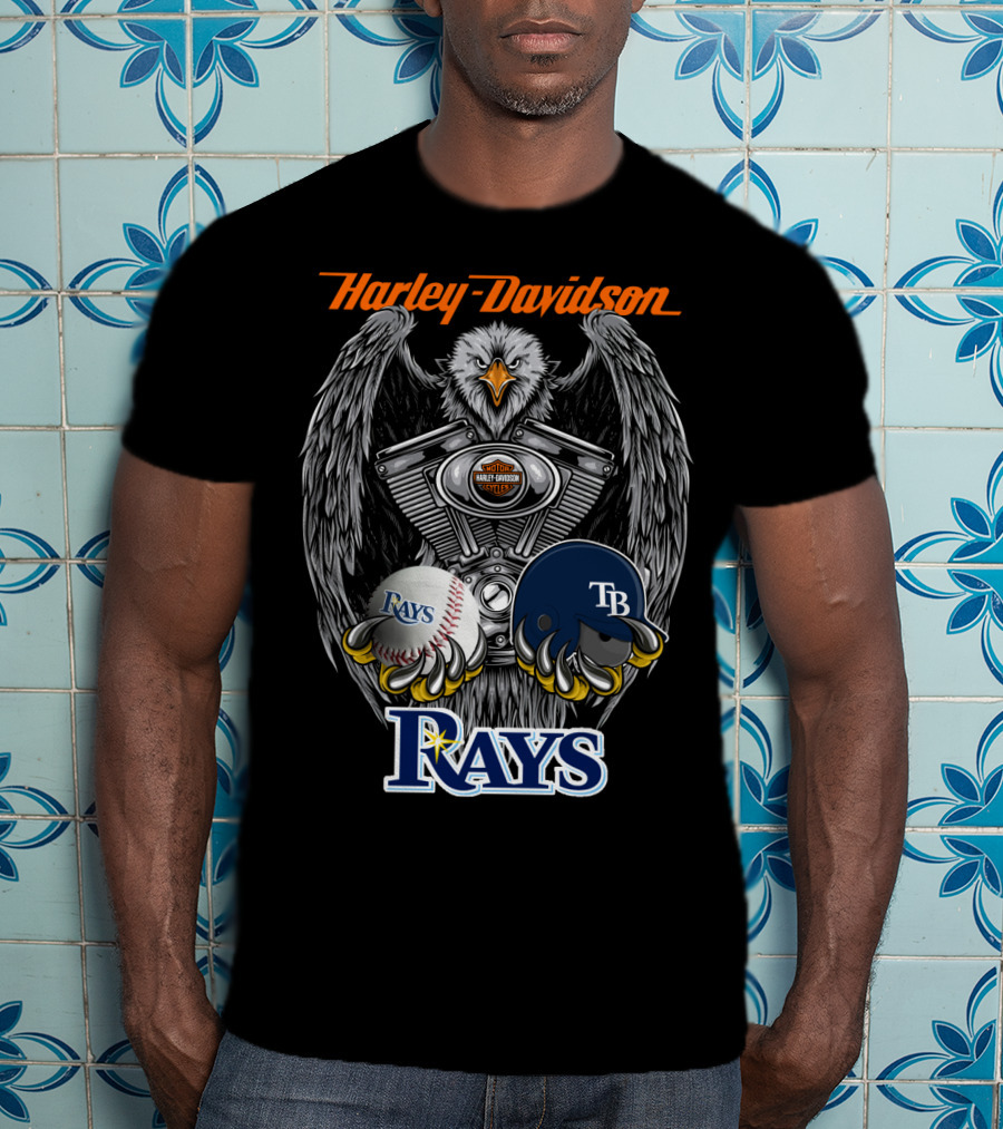 Harley Davidson Eagle Tampa Bay Rays Mlb Collaboration T-Shirt