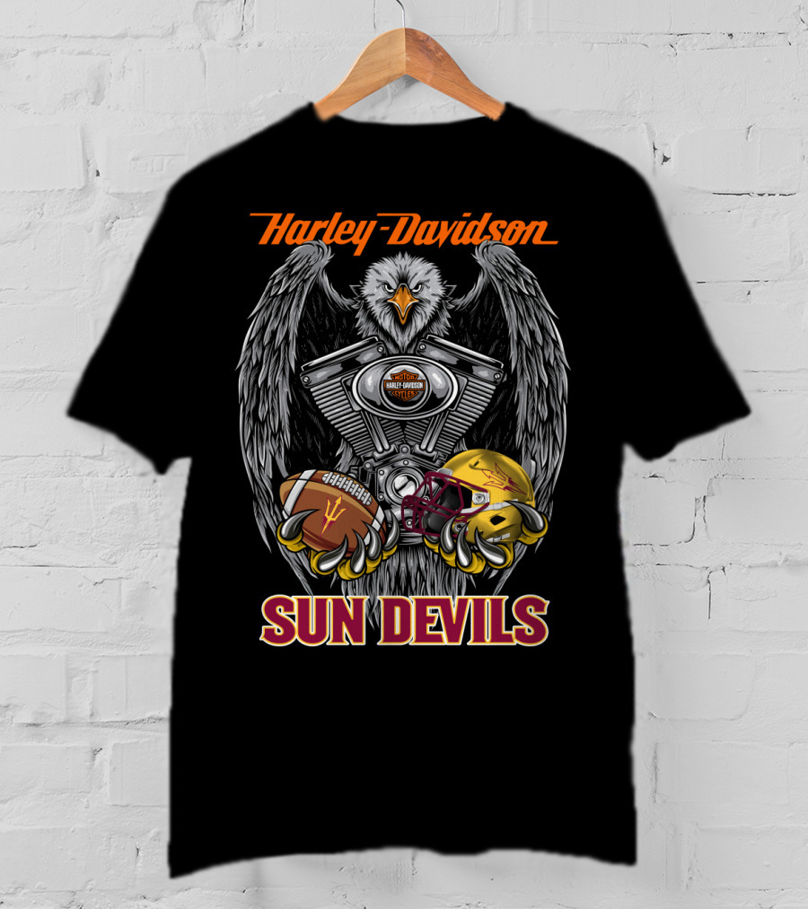 Harley Davidson Sun Devils Eagle Engine Football Helmet T-Shirt