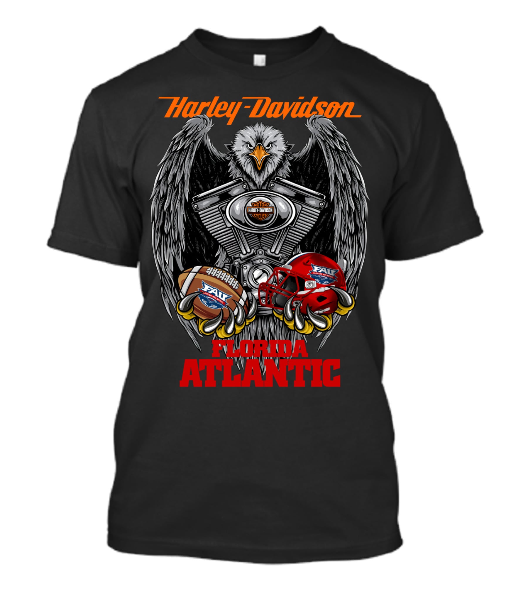 Harley Davidson Florida Atlantic Fau Owl Football T-Shirt