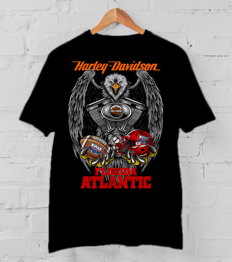 Harley Davidson Florida Atlantic Fau Owl Football T-Shirt