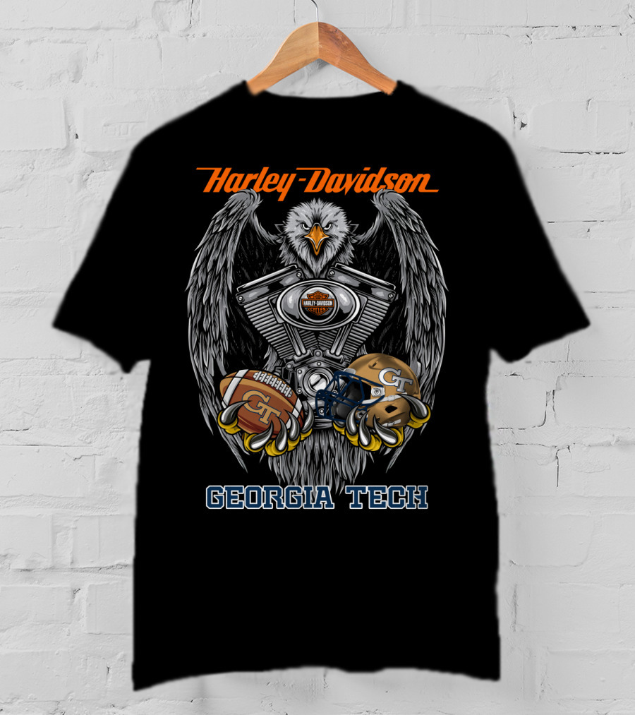 Harley Davidson Georgia Tech Gt Motorcycle Engine Eagle Helmet Football T-Shirt
