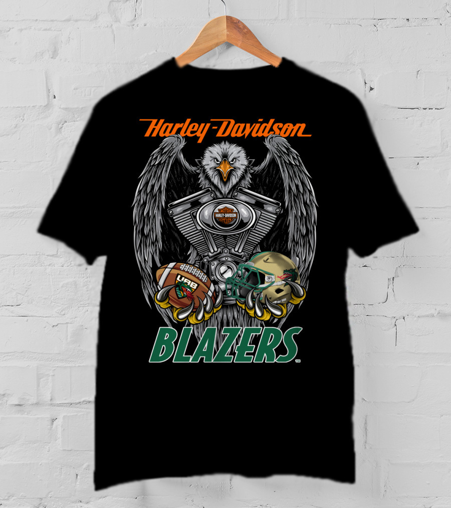 Harley Davidson Blazers Football Eagle Engine Design Uab T-Shirt