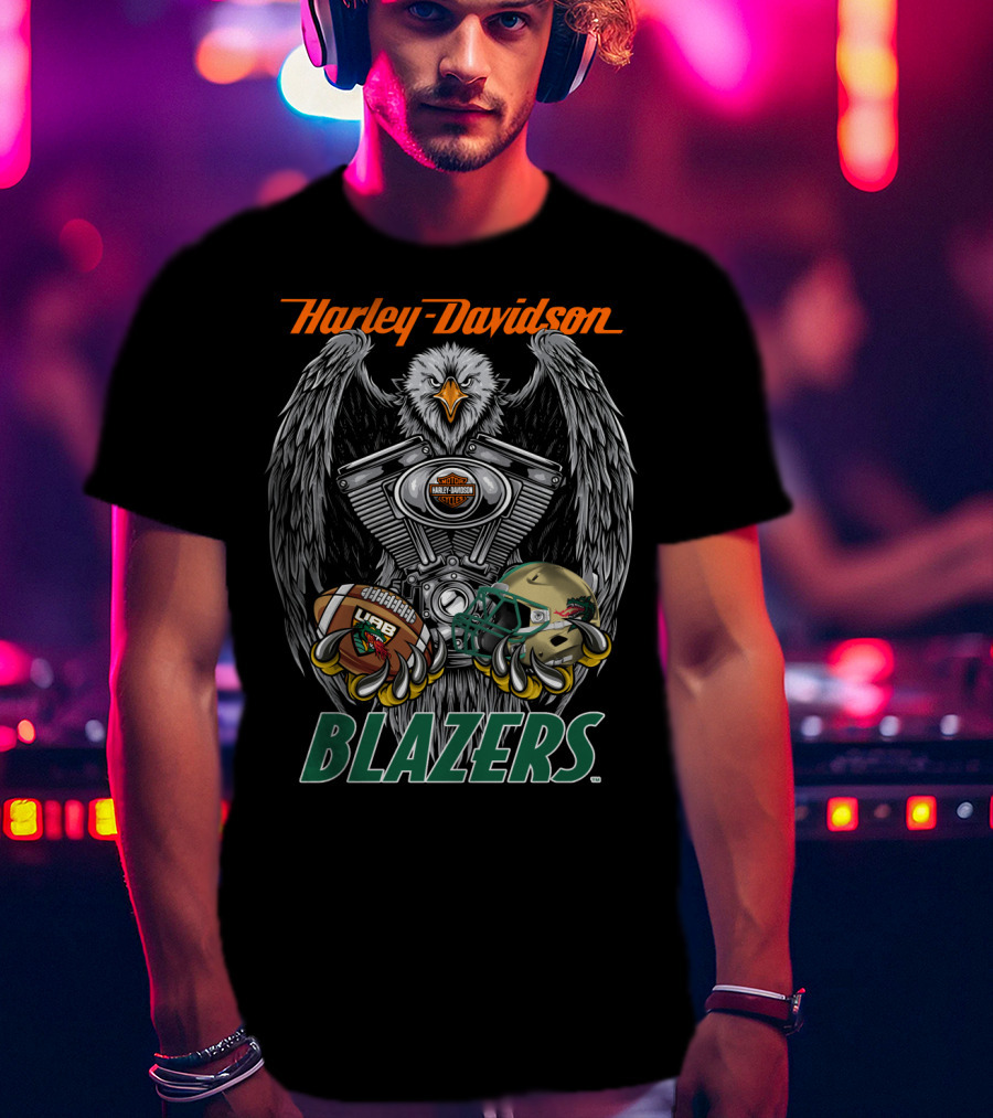 Harley Davidson Blazers Football Eagle Engine Design Uab T-Shirt