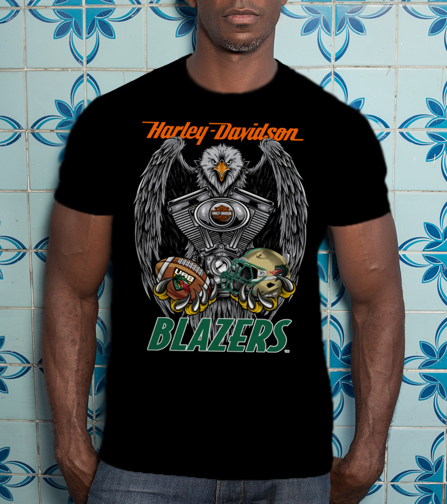 Harley Davidson Blazers Football Eagle Engine Design Uab T-Shirt