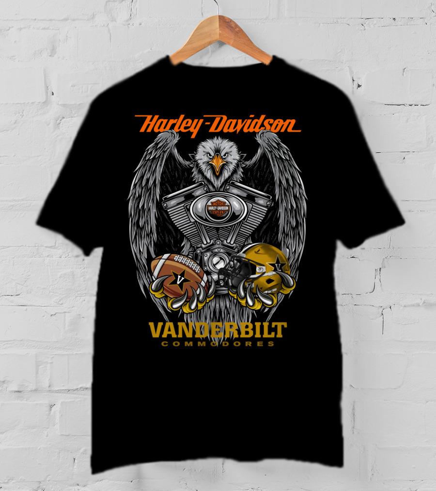Harley Davidson Vanderbilt Commodores Ncaa Football Eagle Engine T-Shirt