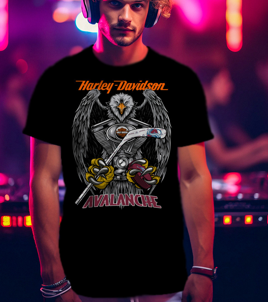 Harley Davidson Avalanche Nhl Eagle Engine Hockey Stick T-Shirt