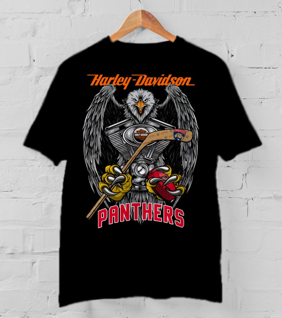 Harley Davidson Panthers Nhl Eagles Motorcycles Hockey Stick T-Shirt