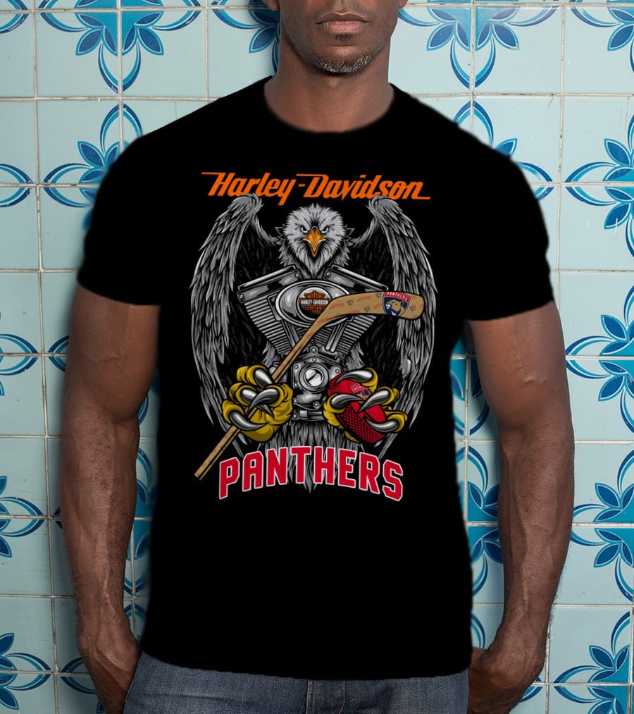 Harley Davidson Panthers Nhl Eagles Motorcycles Hockey Stick T-Shirt