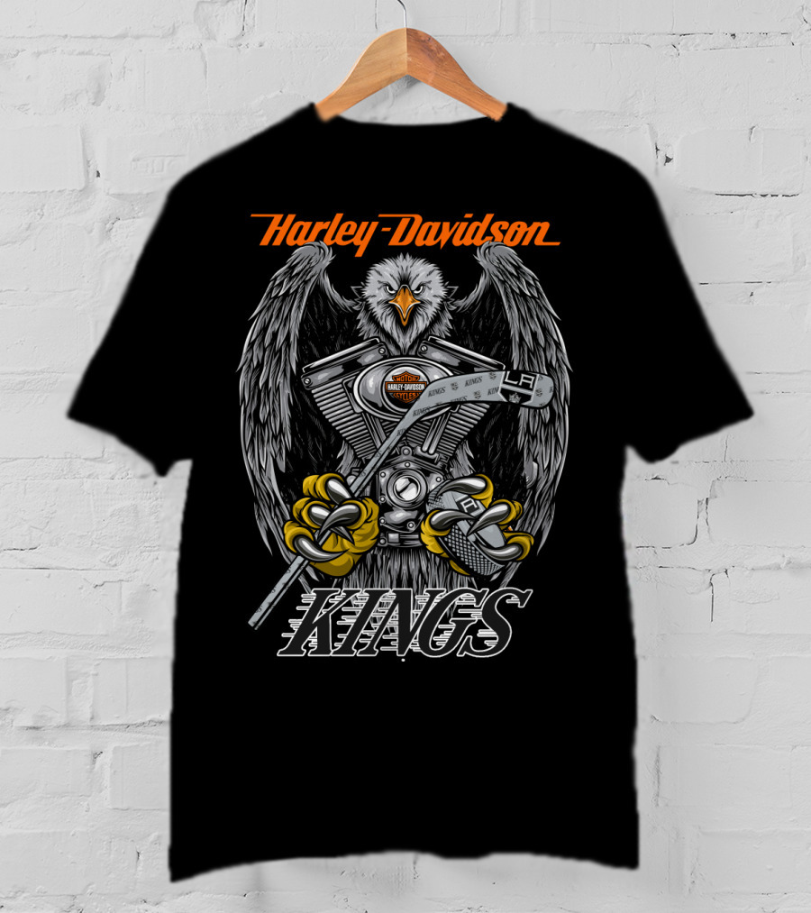 Harley Davidson Kings Nhl Lak Bird Engine Hockey Stick T-Shirt