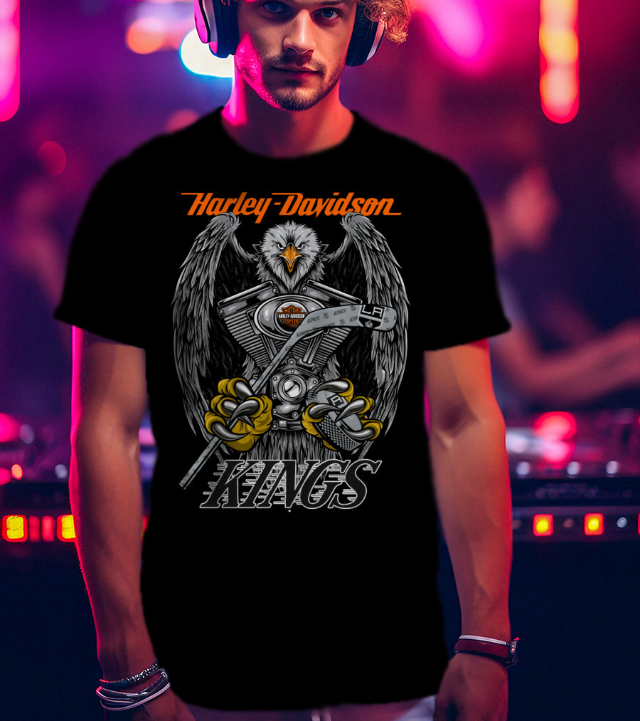 Harley Davidson Kings Nhl Lak Bird Engine Hockey Stick T-Shirt