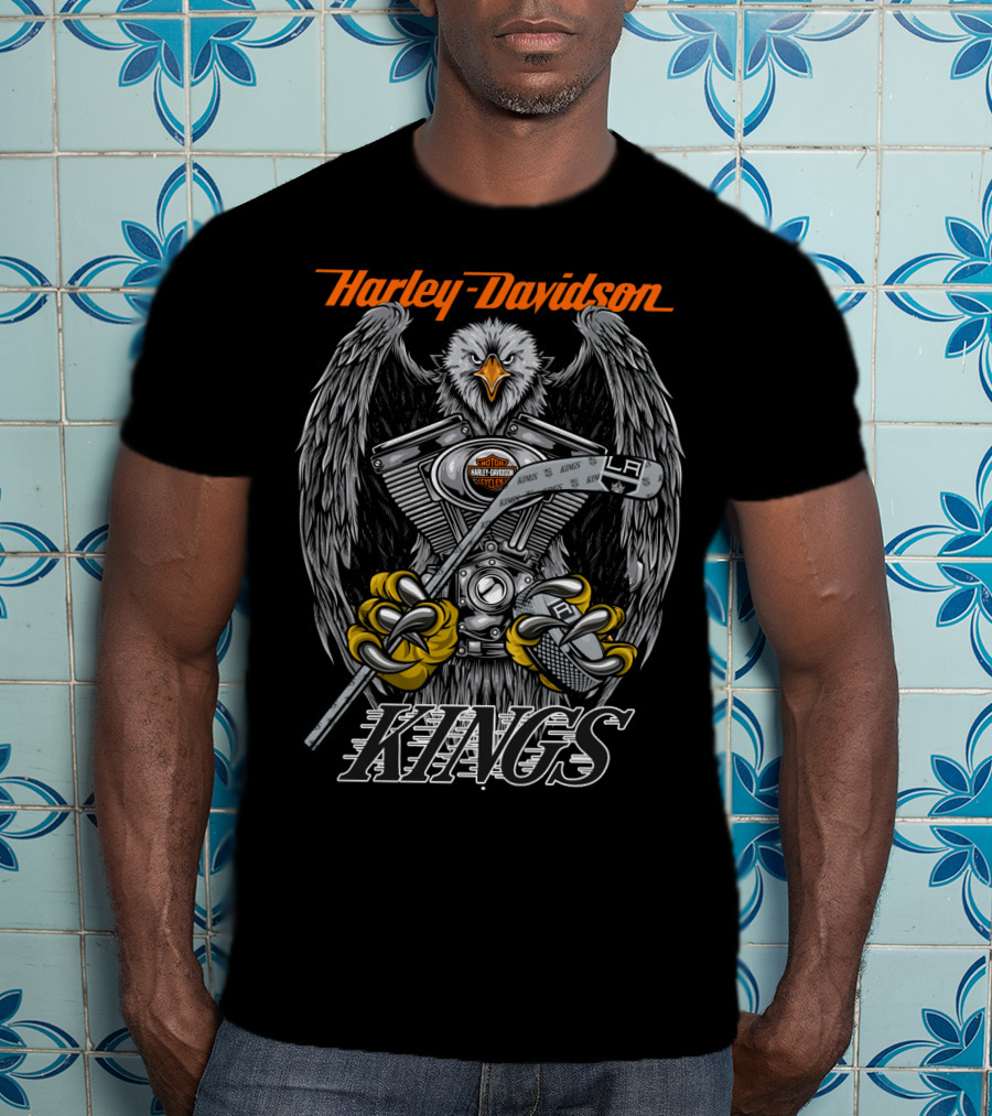 Harley Davidson Kings Nhl Lak Bird Engine Hockey Stick T-Shirt