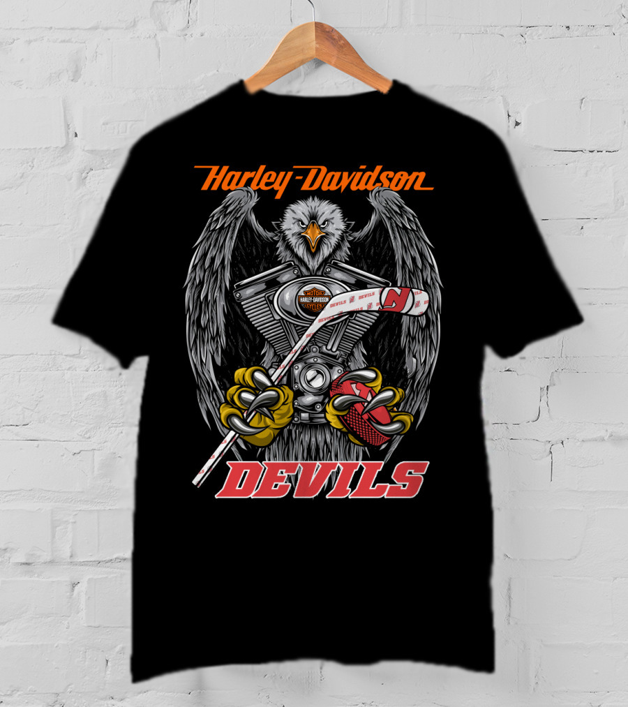 Harley Davidson Devils Nhl Njd Eagle Engine Hockey Stick T-Shirt