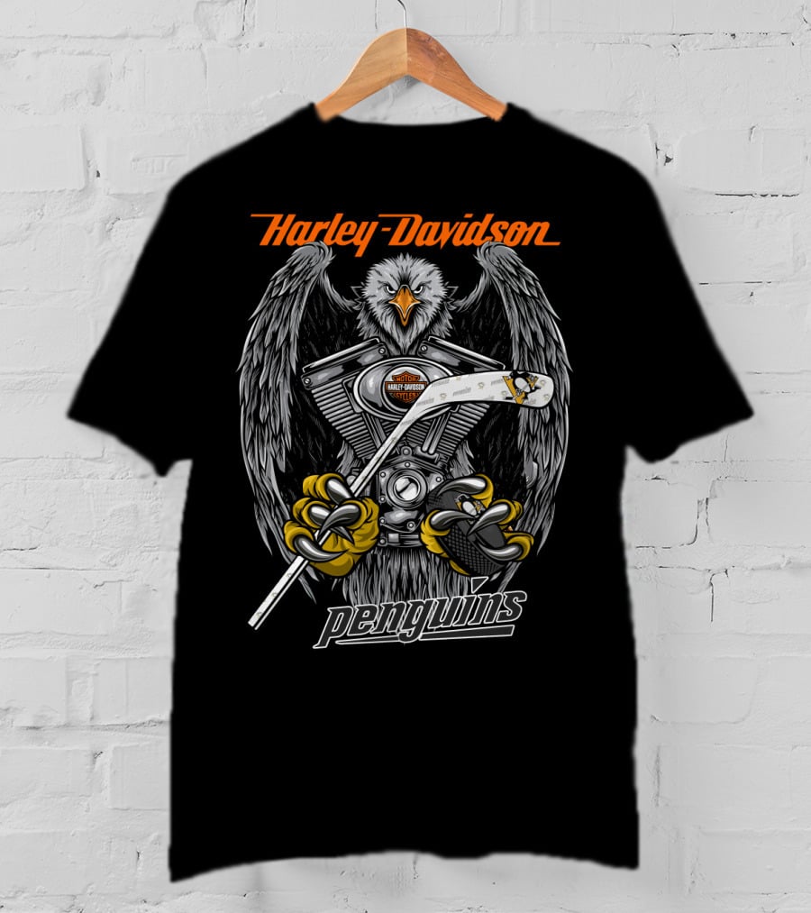Harley Davidson Penguins V-Twin Nhl Hockey Eagle T-Shirt